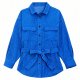 Women's Royal Blue Belted Shirt with White Dot Print