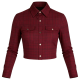 Burgundy Plaid Cropped Shirt