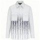 Men's Light Gray Long-Sleeve Shirt with Gradient Geometric Print